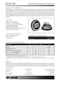 Thumbnail of document Data Sheet - EM32-1B/EM32-1B-LED Voltmeter